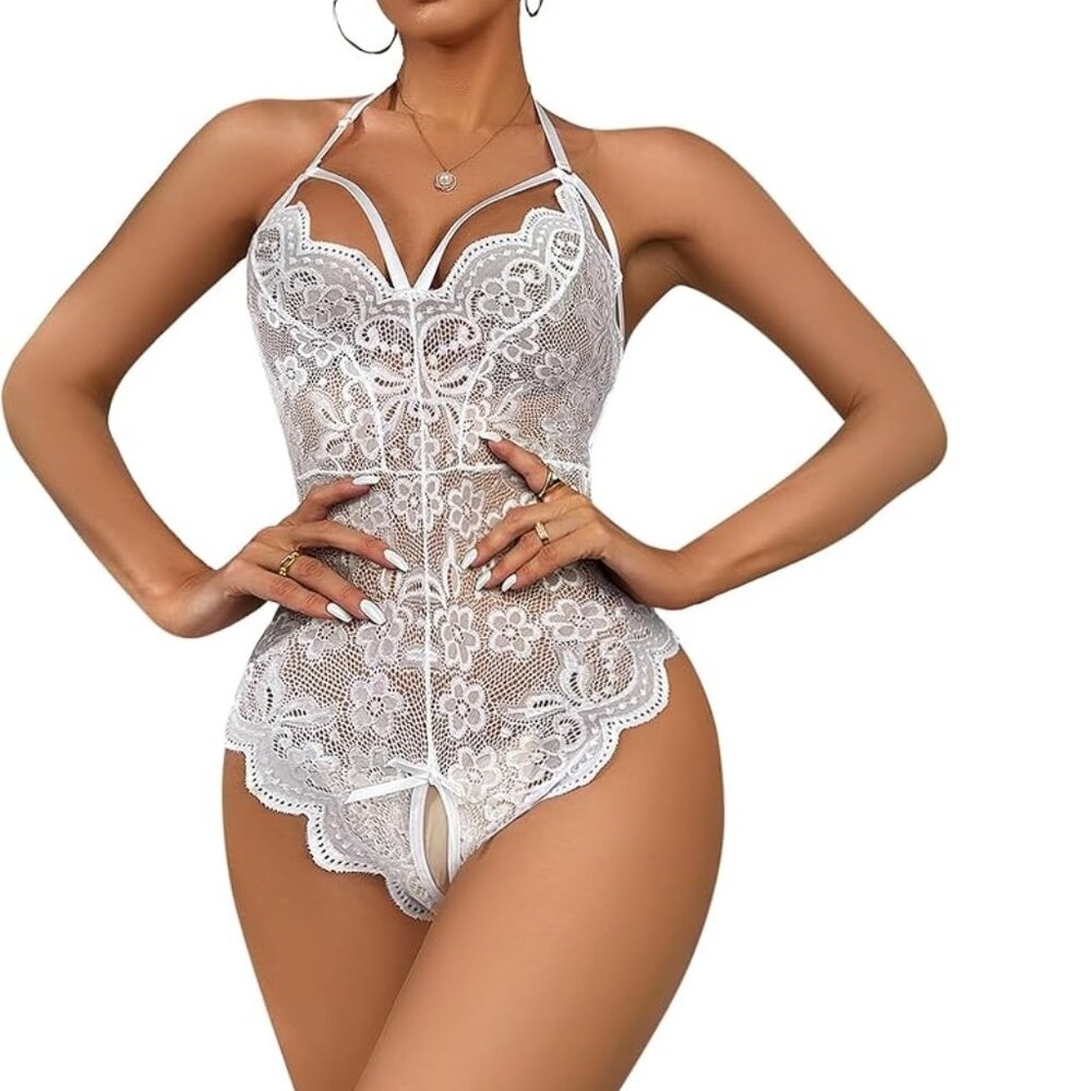 Women Lace Teddy Lingerie One Piece Sexy Strappy Bodysuit Naughty Babydoll